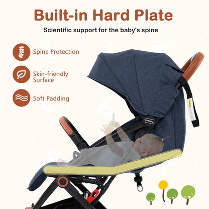 Canopy Stroller with Adjustable 95°- 175°Backrest for Baby-Navy