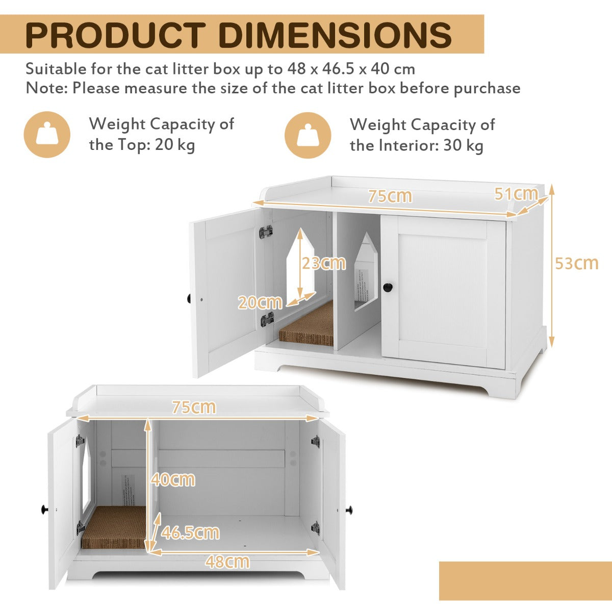 Cat Litter Box Enclosure with Cat Scratching Pad for Pet