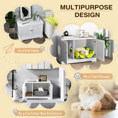 Cat Litter Box Enclosure with Cat Scratching Pad for Pet