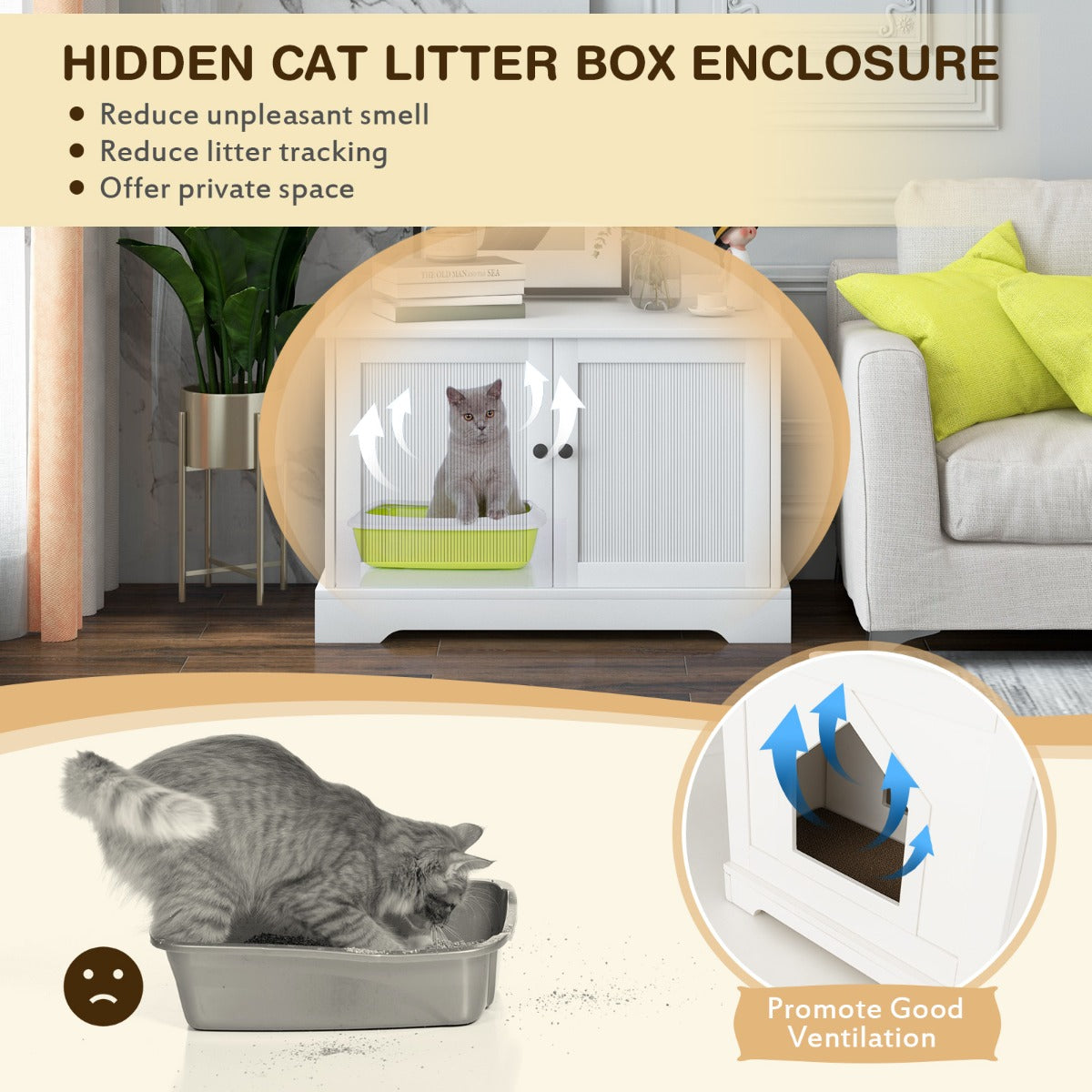 Cat Litter Box Enclosure with Cat Scratching Pad for Pet