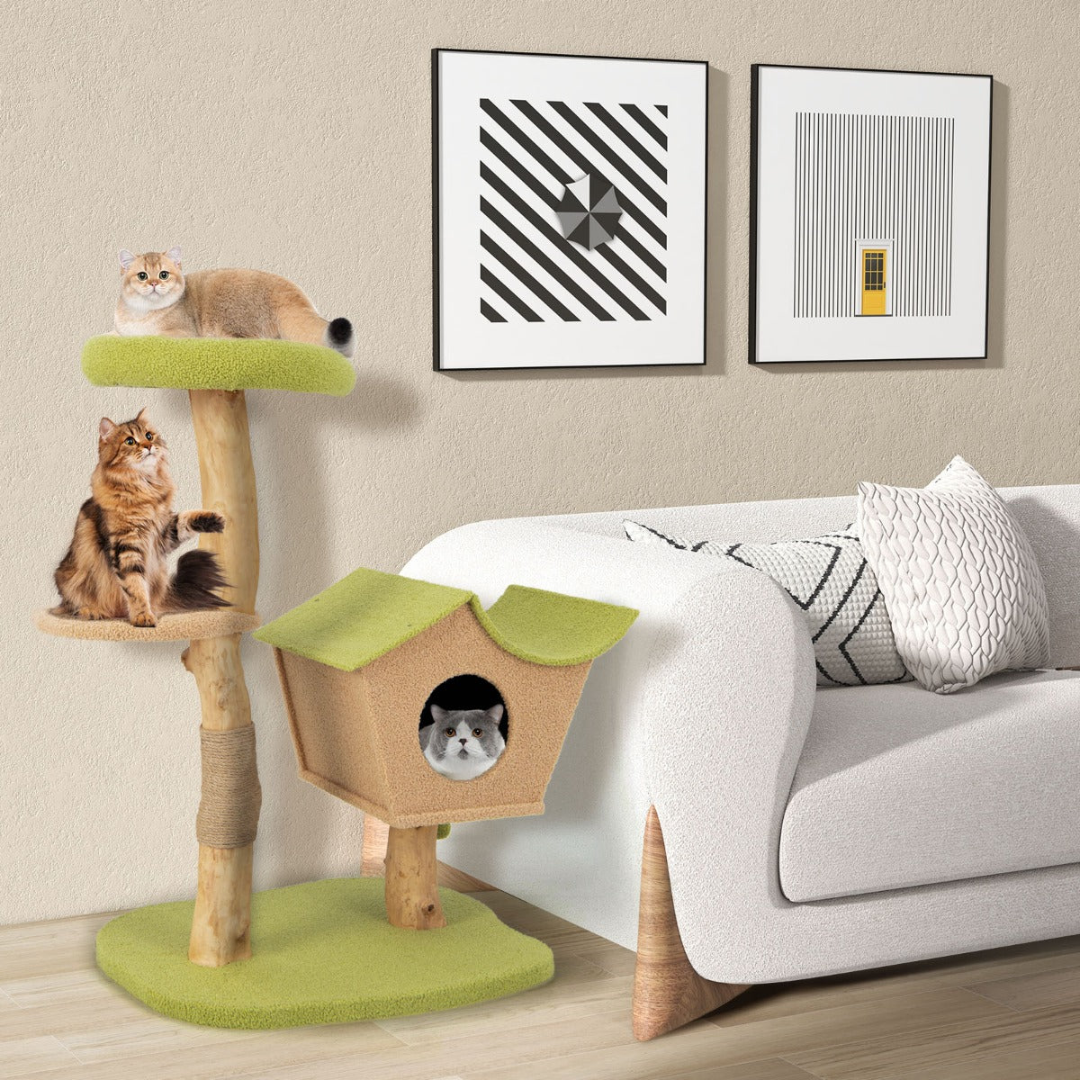 Costway 110CM Cat Tree with Padded Top Perch for Pet