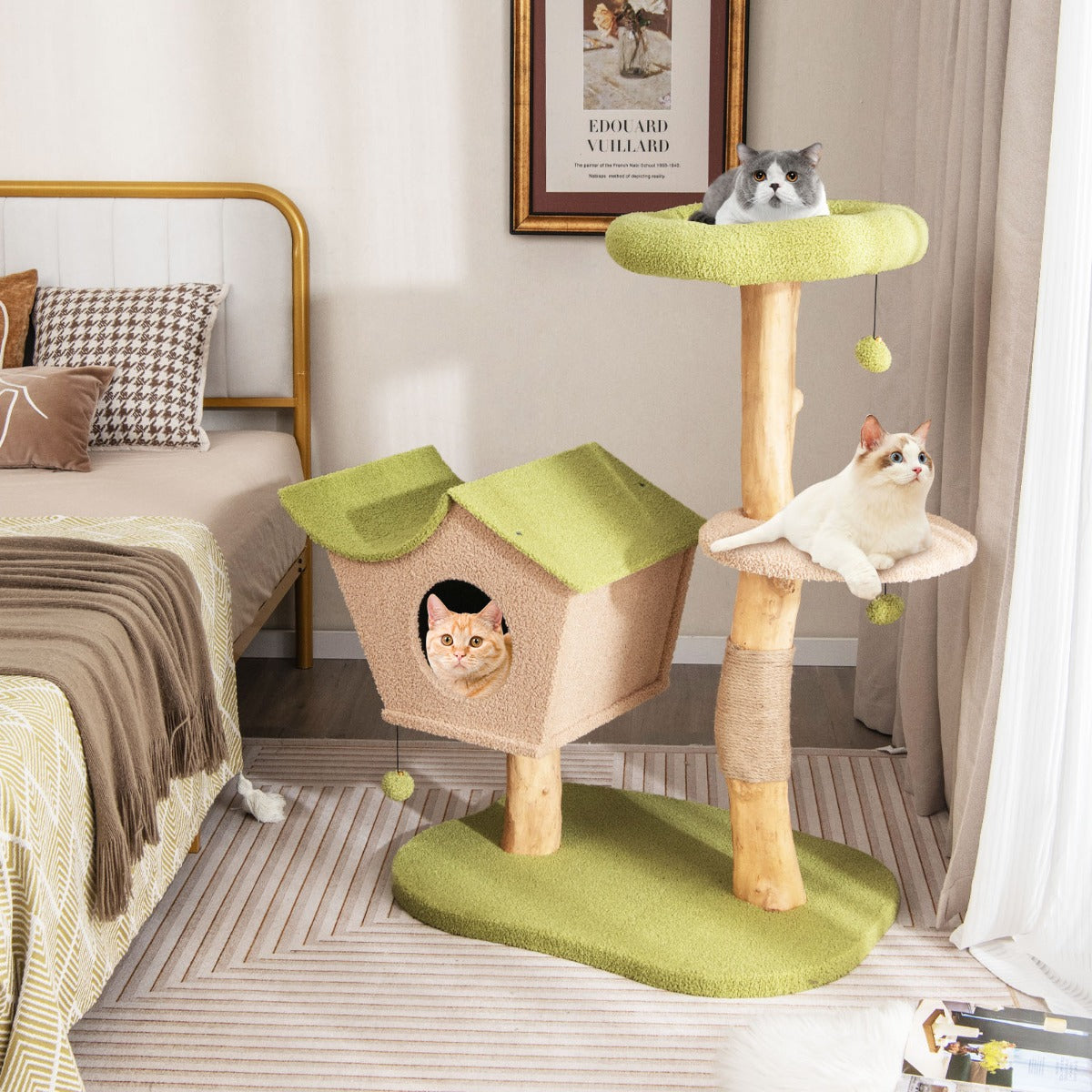 Costway 110CM Cat Tree with Padded Top Perch for Pet
