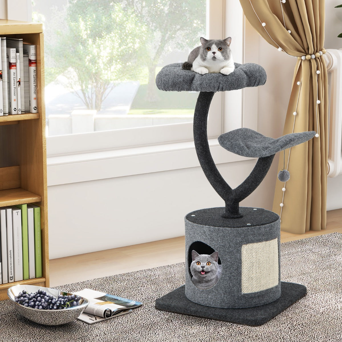 Costway 88 cm Tall Cat Tree with Curved Metal Supporting Frame