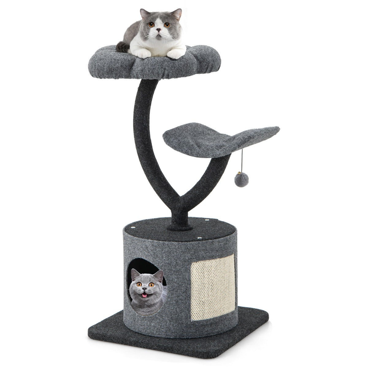Costway 88 cm Tall Cat Tree with Curved Metal Supporting Frame