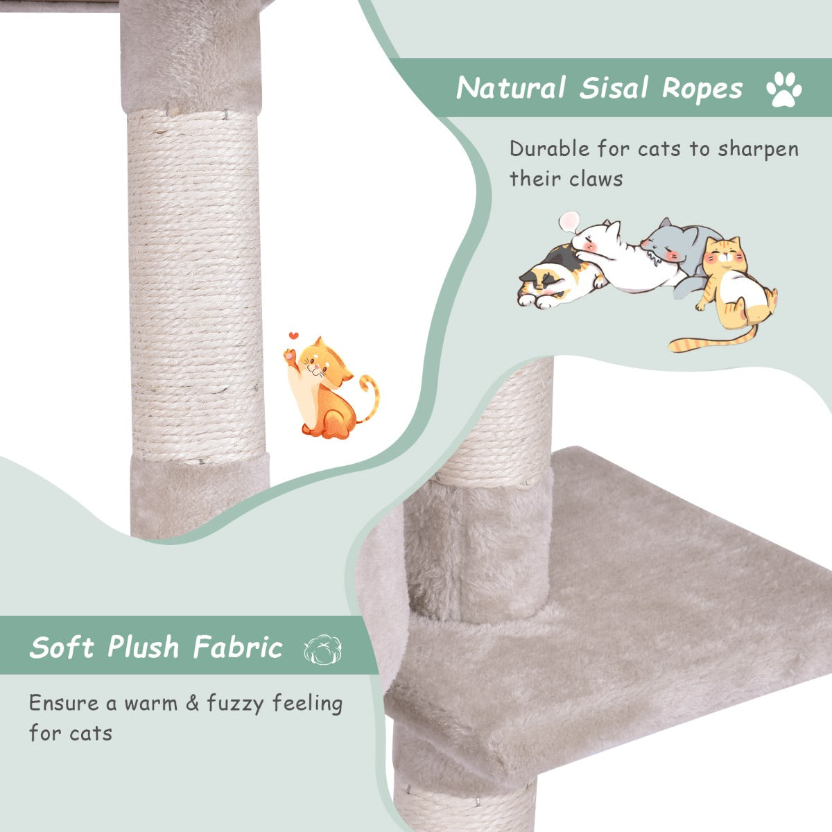 Costway 140 CM Cat Tree Kitten Tower with Scratching Post and Ladder