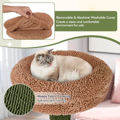 1.5m Cat Tree with Sisal Scratching Posts and Rope for Indoor Cats-Green