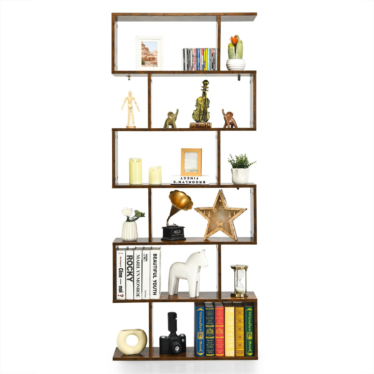 Costway 6-Tier Bookshelf with Anti-Tipping Device for Office