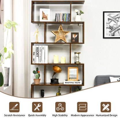 Costway 6-Tier Bookshelf with Anti-Tipping Device for Office