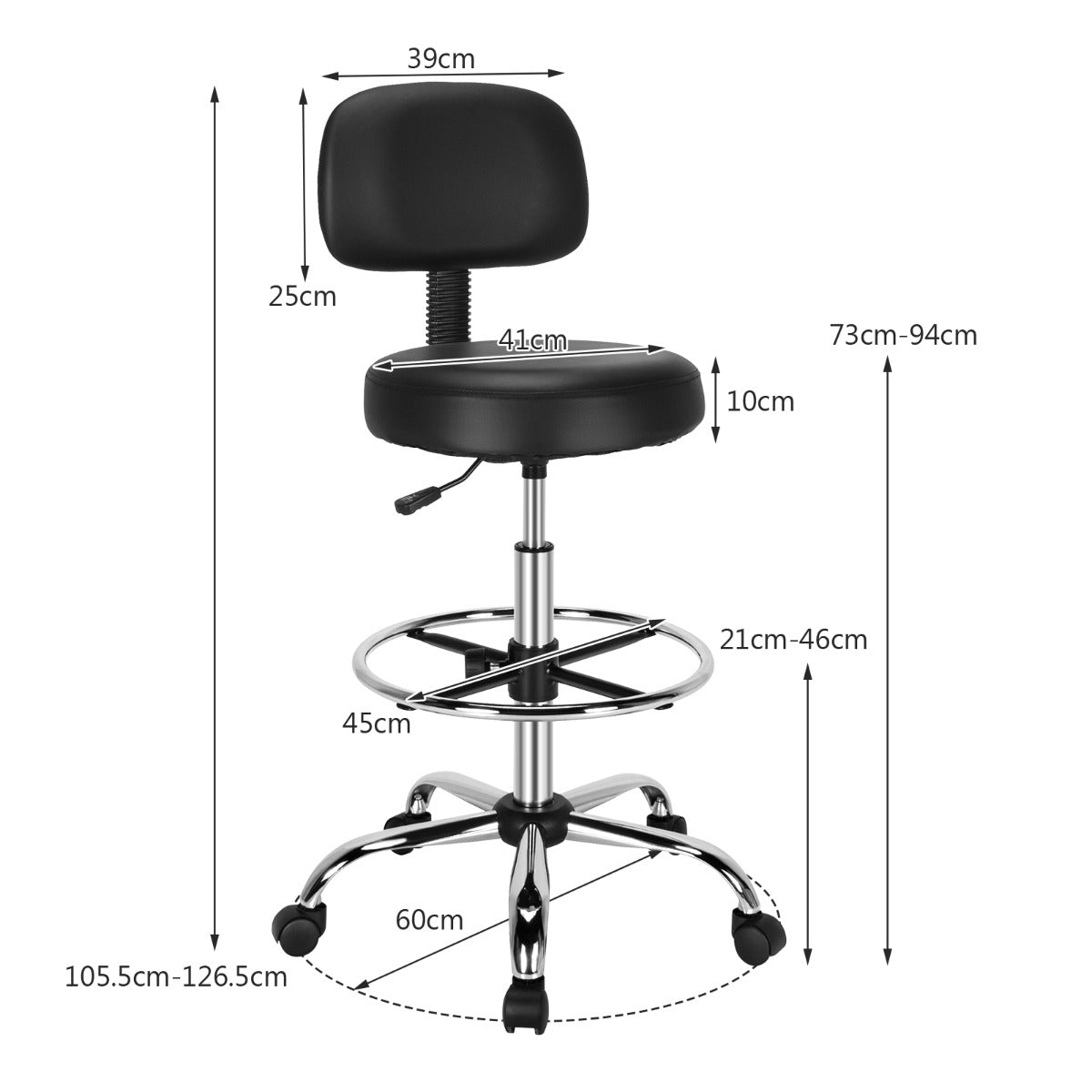 Ergonomic Drafting Chair with Backrest for Office