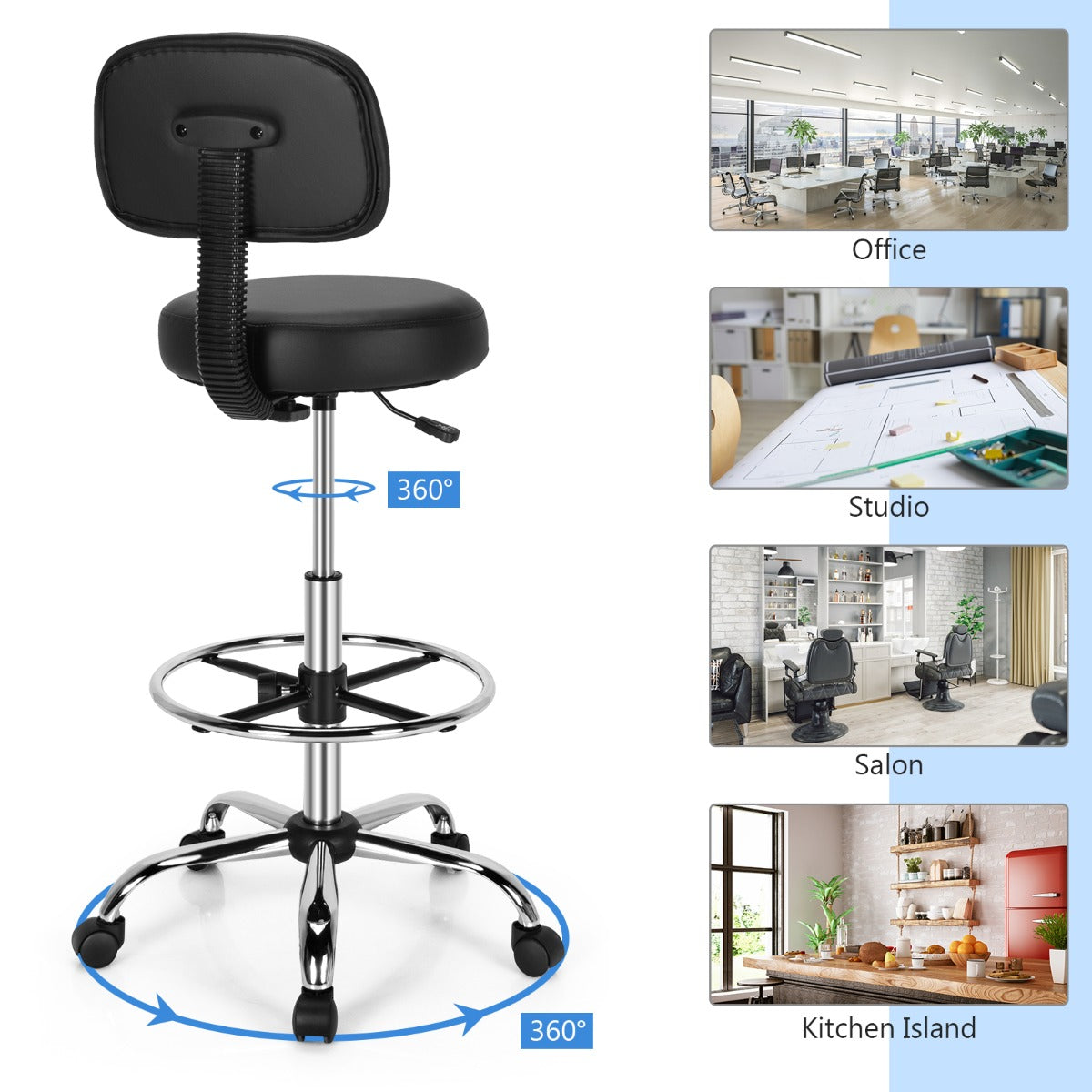 Ergonomic Drafting Chair with Backrest for Office