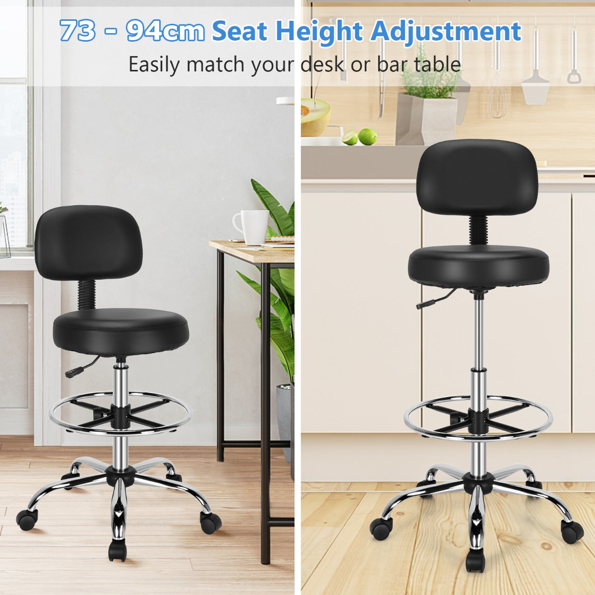 Ergonomic Drafting Chair with Backrest for Office