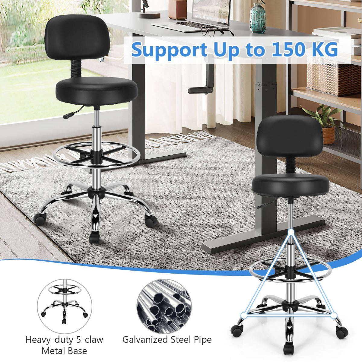 Ergonomic Drafting Chair with Backrest for Office