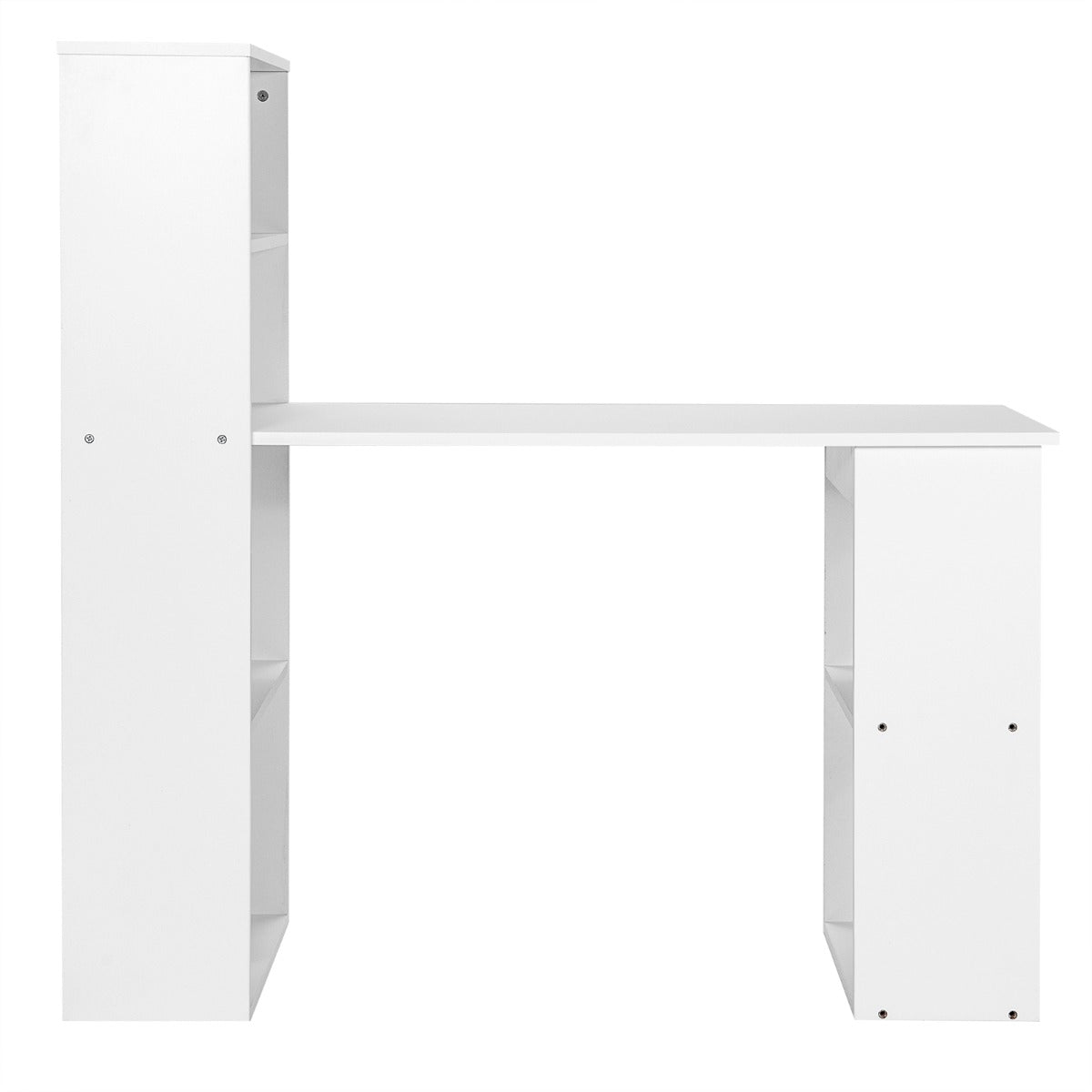 Modern 3-in-1 Wooden Computer Desk with 6-Tier Storage Bookshelves-White