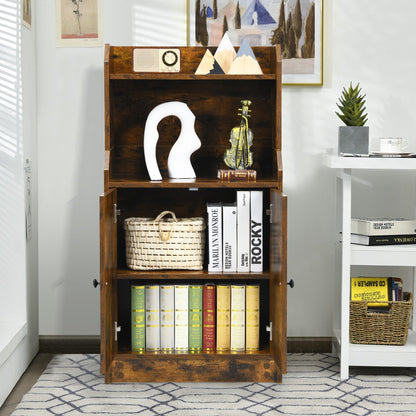 Costway 2-Tier Bookshelf with 2 Doors & Adjustable Shelf