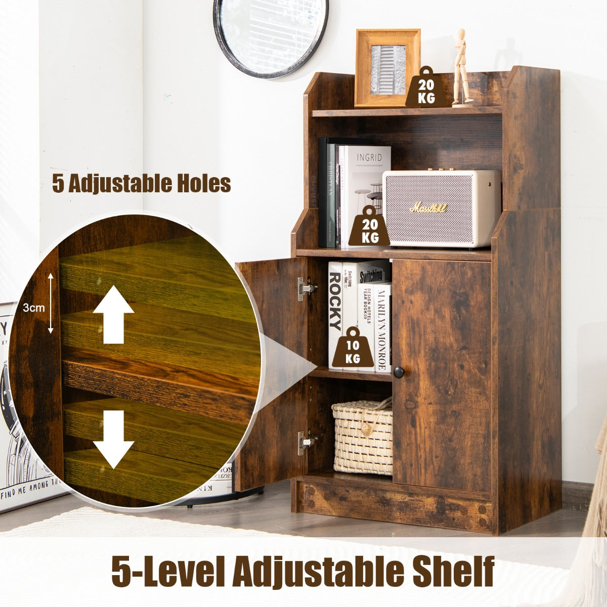 Multipurpose bookcase serves as display shelving cupboard storage cabinet or home office organizer