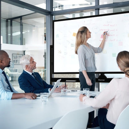 Double-Sided Magnetic Mobile Whiteboard with 6 Markers-Black