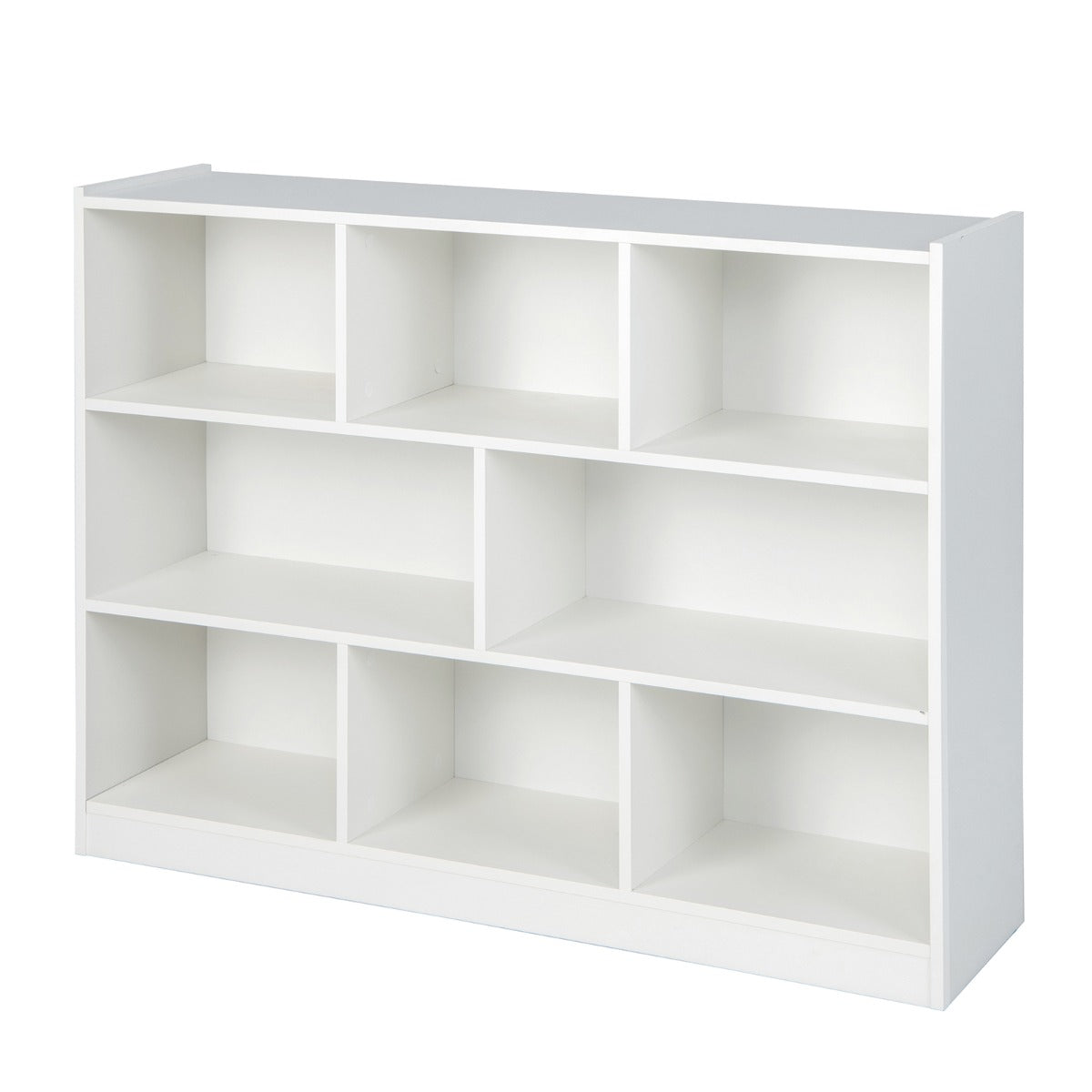 3-Tier Open Bookshelf Storage Cabinet with 8 Cubies-White