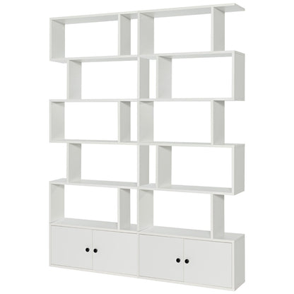 Costway S-Shaped Bookshelf with Storage Cabiet for Living Room White