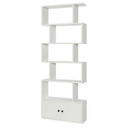 Costway S-Shaped Bookshelf with Storage Cabiet for Living Room White