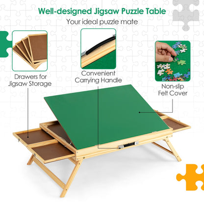 1000 Pieces Adjustable Portable Puzzle Table with Anti-slip Felt for Teens & Adults