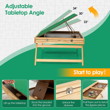 1000 Pieces Adjustable Portable Puzzle Table with Anti-slip Felt for Teens & Adults