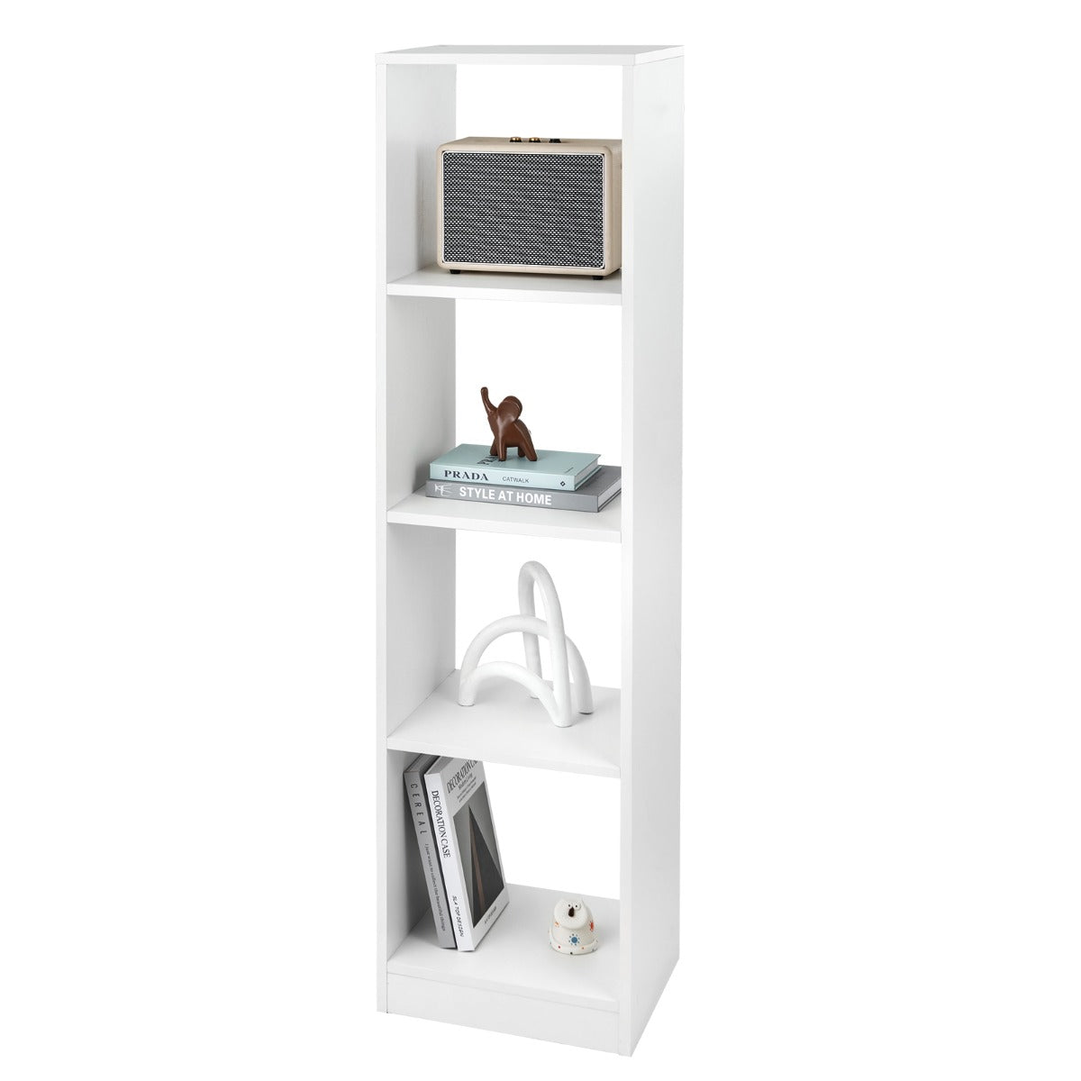 5-Tier Freestanding Bookshelf with 4 Open Cubes for Living Room