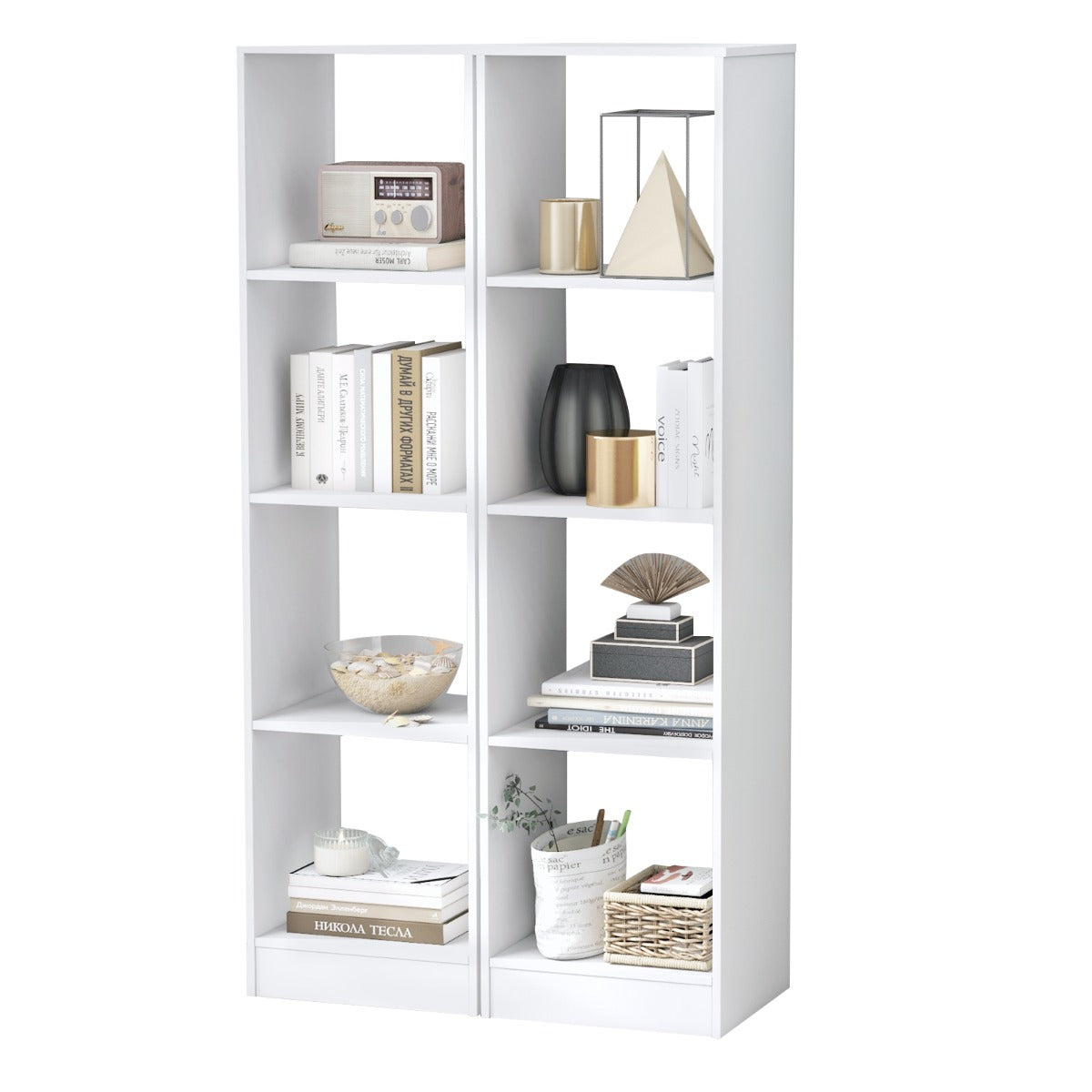 5-Tier Freestanding Bookshelf with 4 Open Cubes for Living Room