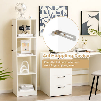 5-Tier Freestanding Bookshelf with 4 Open Cubes for Living Room