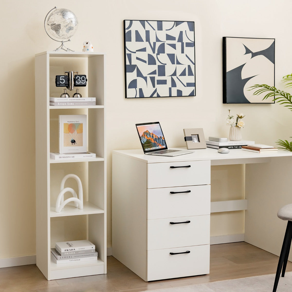 5-Tier Freestanding Bookshelf with 4 Open Cubes for Living Room