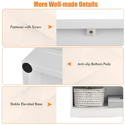 Non-slip foot pads protect floors while providing a stable foundation for the storage shelf