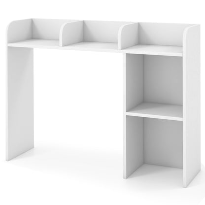 3-Tier Desk Bookshelf with 4 Shelves &amp; Open Back Compartment-White