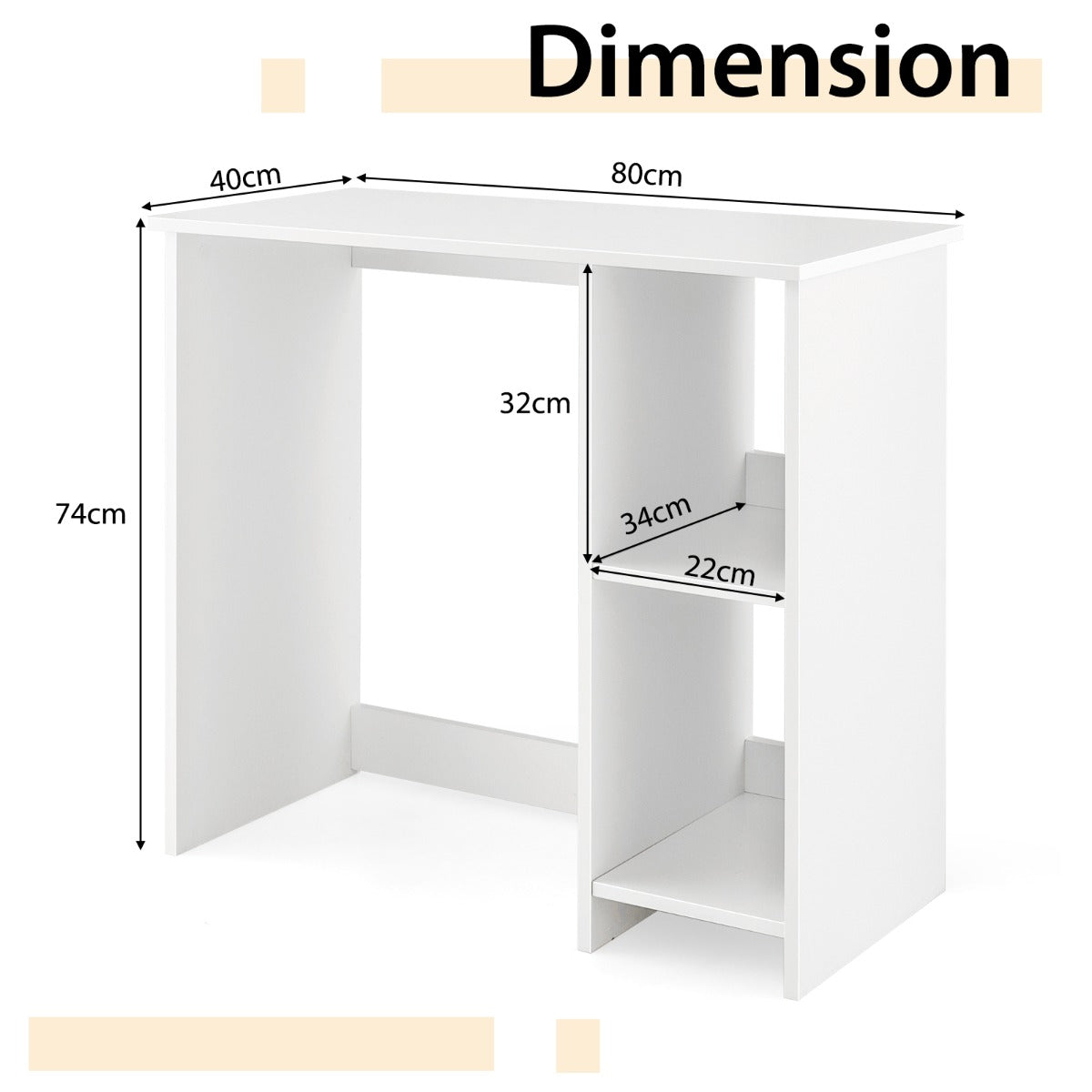Home Office Desk with 2 Compartments for Small Space
