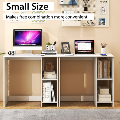 Home Office Desk with 2 Compartments for Small Space