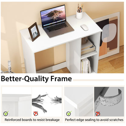 Home Office Desk with 2 Compartments for Small Space