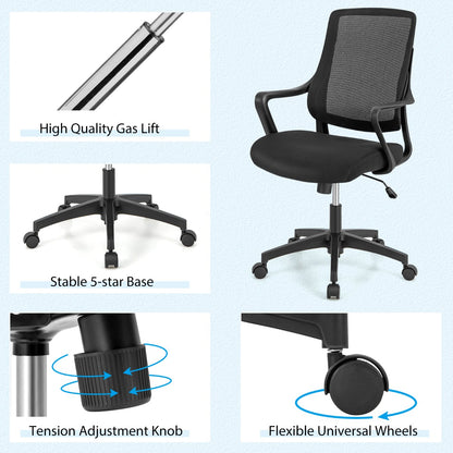 Ergonomic Office Chair with Curved Backrest & Armrest