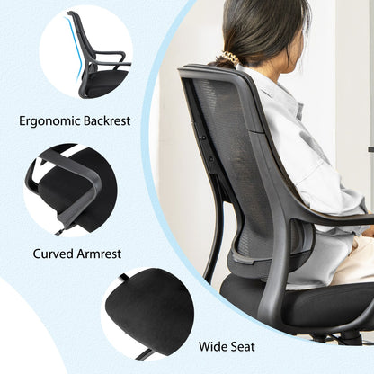 Ergonomic Office Chair with Curved Backrest & Armrest