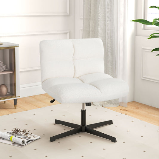 Costway Cross Legged Office Chair with Adjustable Height for Home/Office-Beige