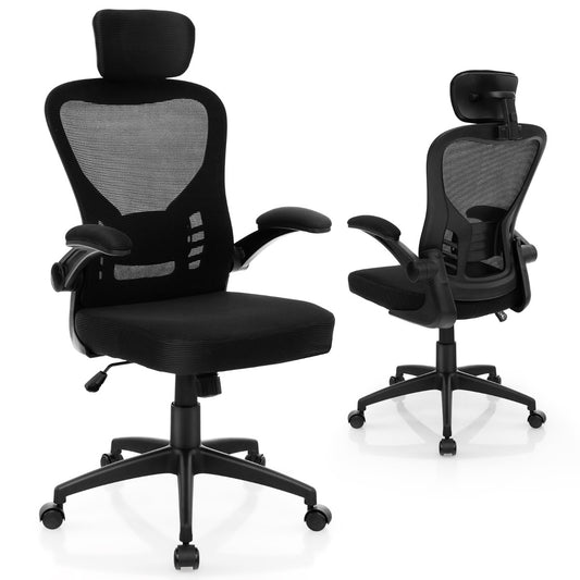 Costway Ergonomic Mesh Office Chair with Adjustable Height-Black