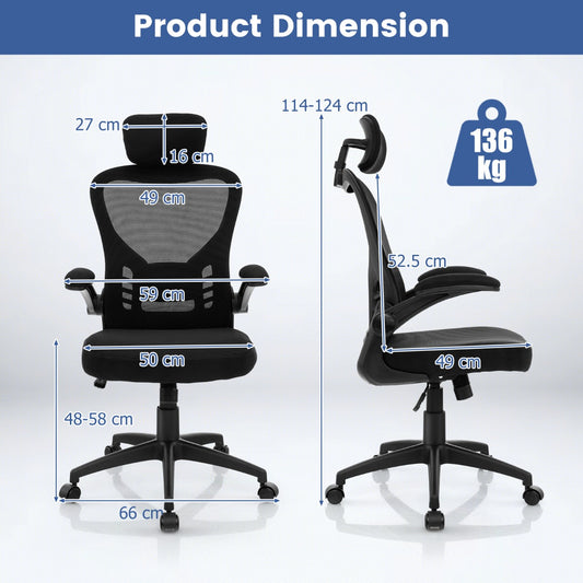 Costway Ergonomic Mesh Office Chair with Adjustable Height-Black