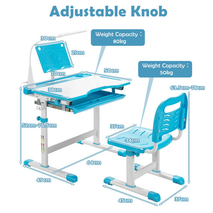 Pink and blue adjustable kids table and chair set supports comfortable study and creative play