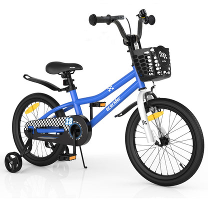 Children Training Bicycle with Handbrake and Coaster Brake-Blue-18 inches