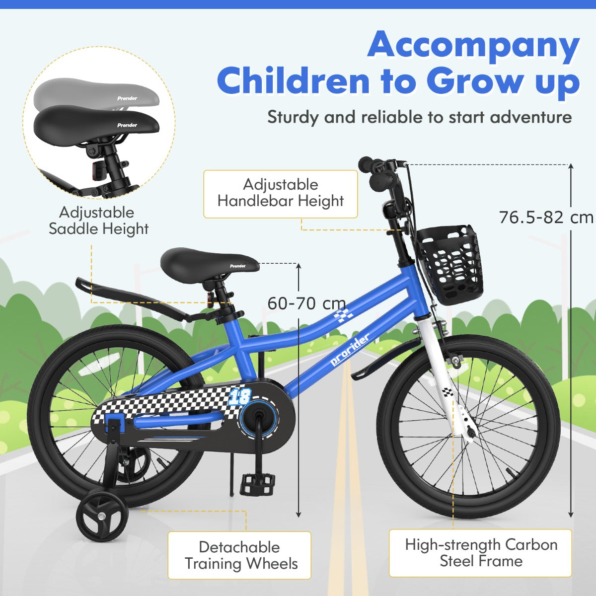 Children Training Bicycle with Handbrake and Coaster Brake-Blue-18 inches