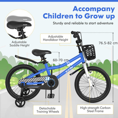Children Training Bicycle with Handbrake and Coaster Brake-Blue-18 inches