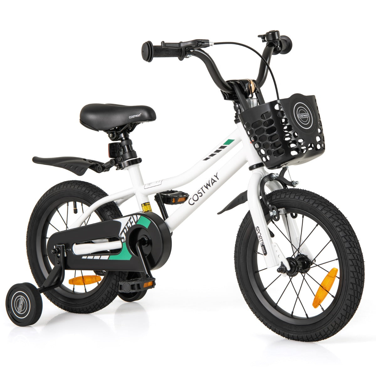 Children Training Bicycle with Handbrake and Coaster Brake-Cream White-14 inches