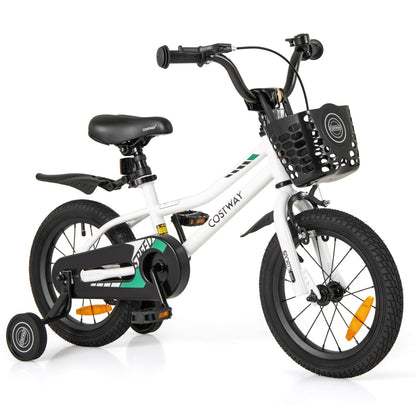 Children Training Bicycle with Handbrake and Coaster Brake-Cream White-14 inches