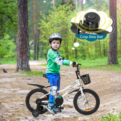 Children Training Bicycle with Handbrake and Coaster Brake-Cream White-16 inches
