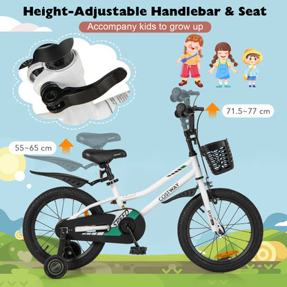 Children Training Bicycle with Handbrake and Coaster Brake-Cream White-16 inches