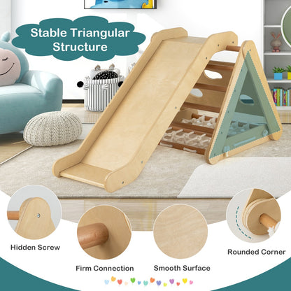 4-in-1 Toddler Climbing Toys with 3-Sided Triangle Climber for Kids-Natural