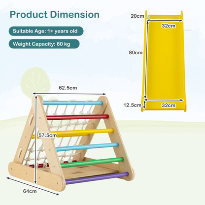 4-in-1 Toddler Climbing Toys with 3-Sided Triangle Climber for Kids-Multicolour