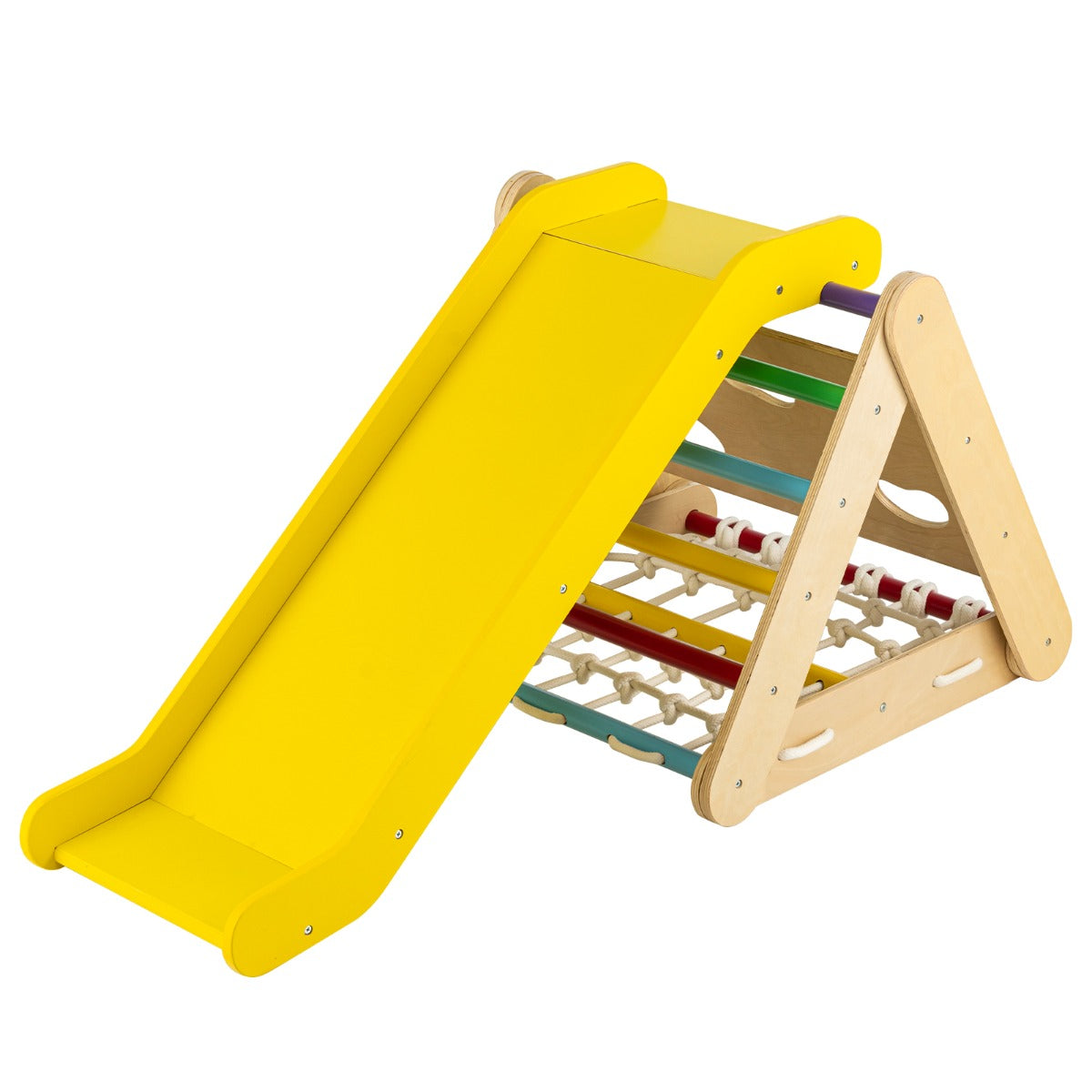 4-in-1 Toddler Climbing Toys with 3-Sided Triangle Climber for Kids-Multicolour